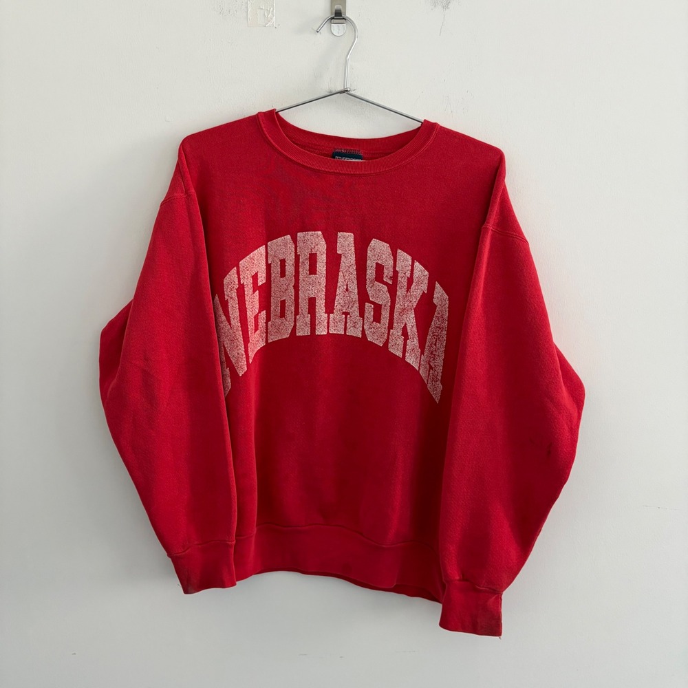 Vintage JanSport Nebraska Huskers Red Crewneck Sweatshirt Made in USA XL